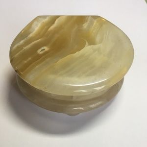 Vintage Green Onyx Hinged Trinket Box